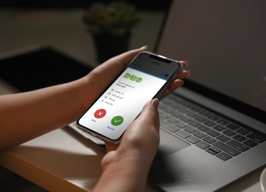 Person receiving a Duo authentication push on a smartphone