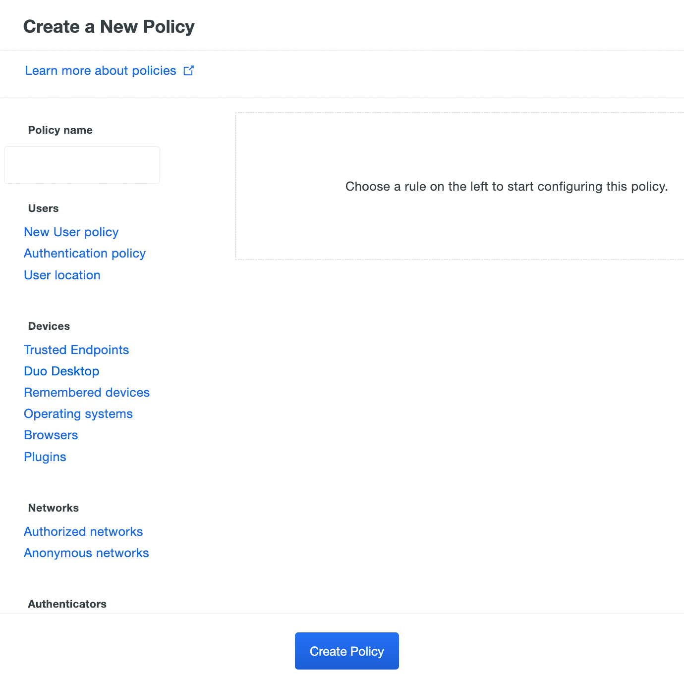 Empty New Custom Policy