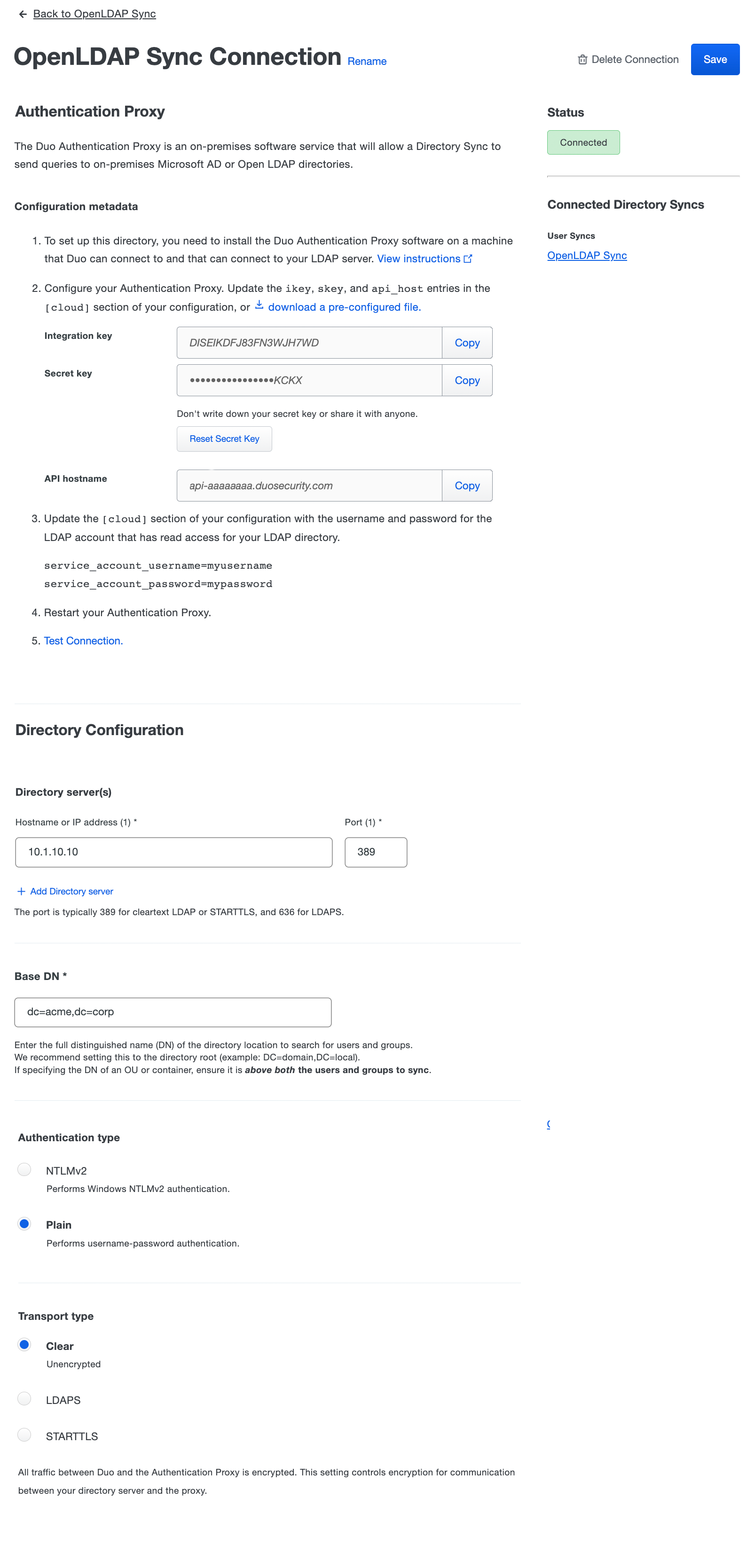 OpenLDAP Sync Connection with Connected Status