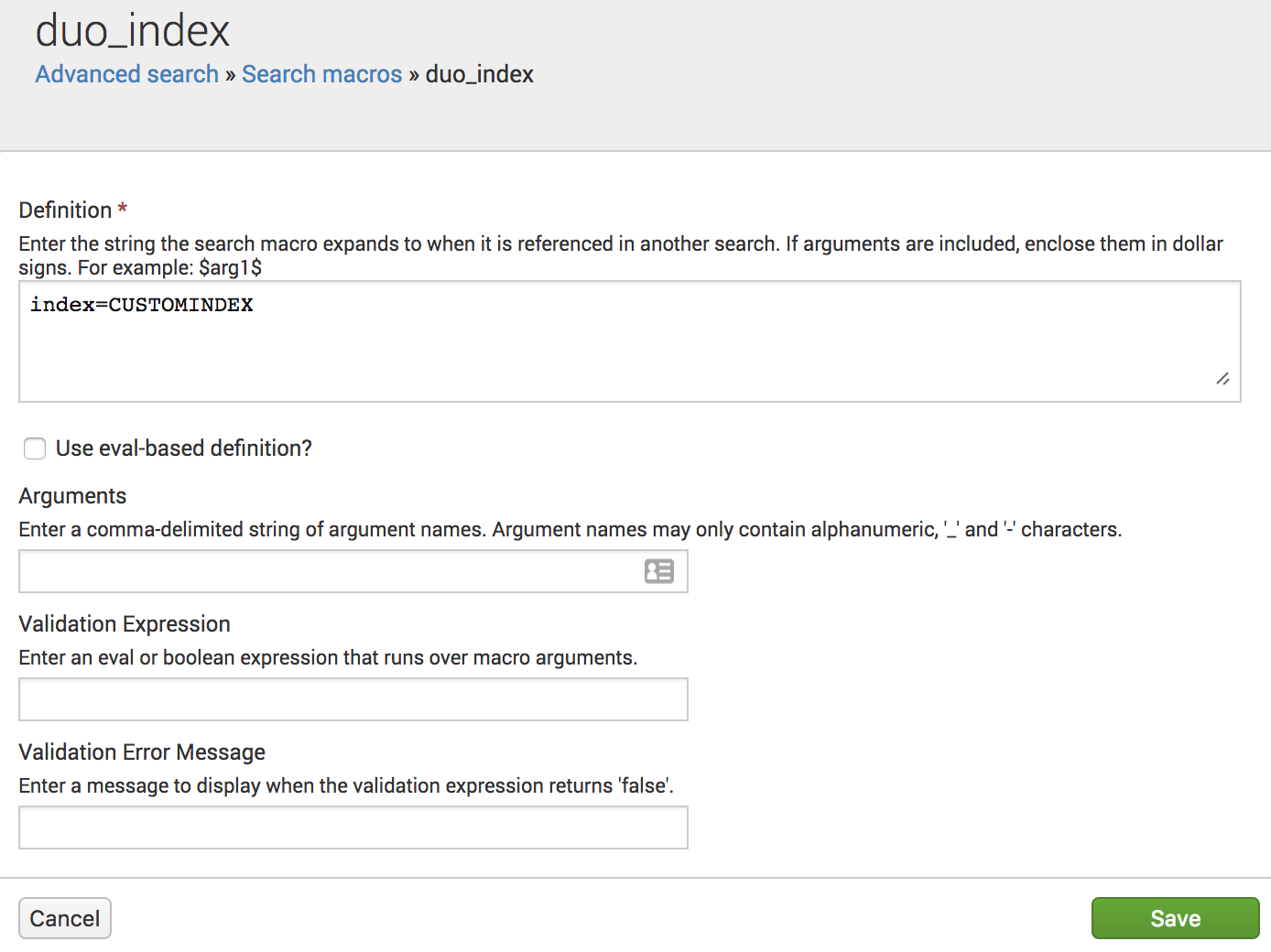 Change index in macro