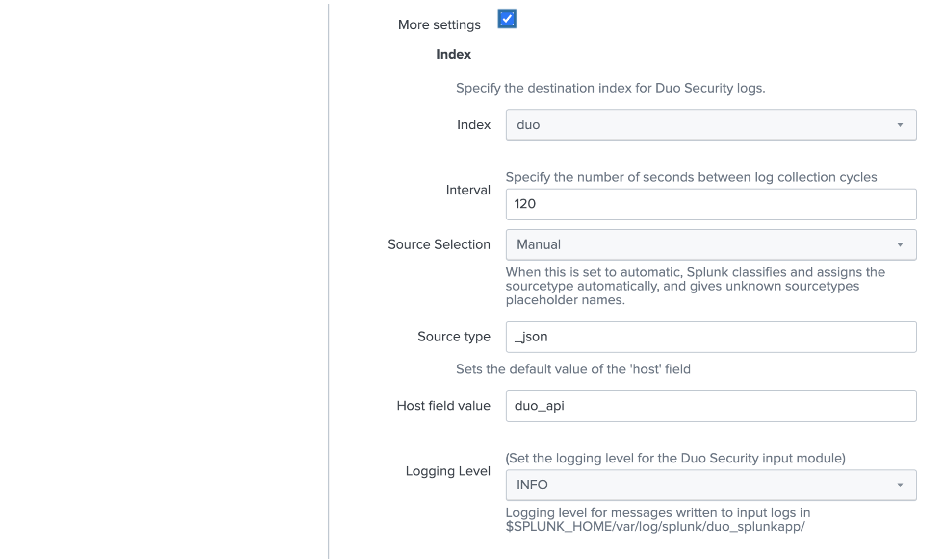 Configure Duo Index