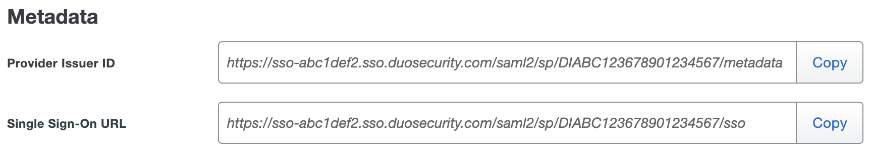 Duo Cohesity Metadata URL Fields