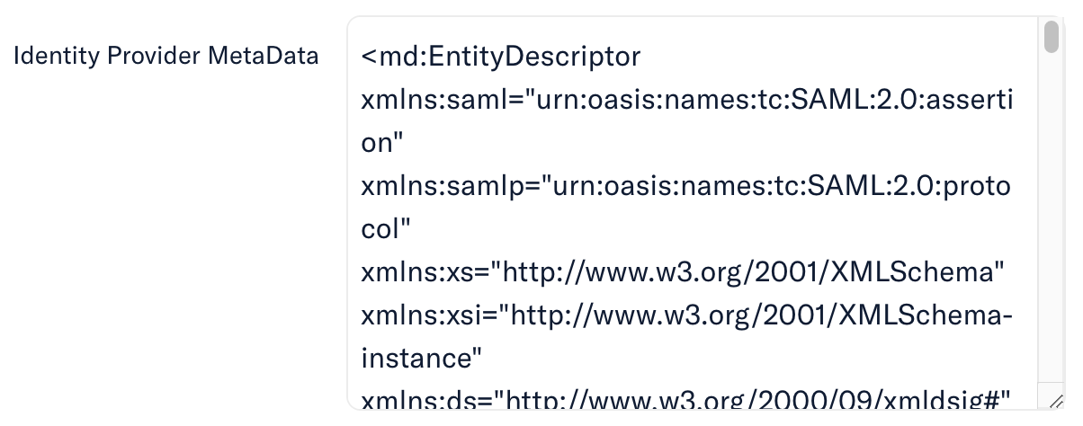 Expensify IdP MetaData Field