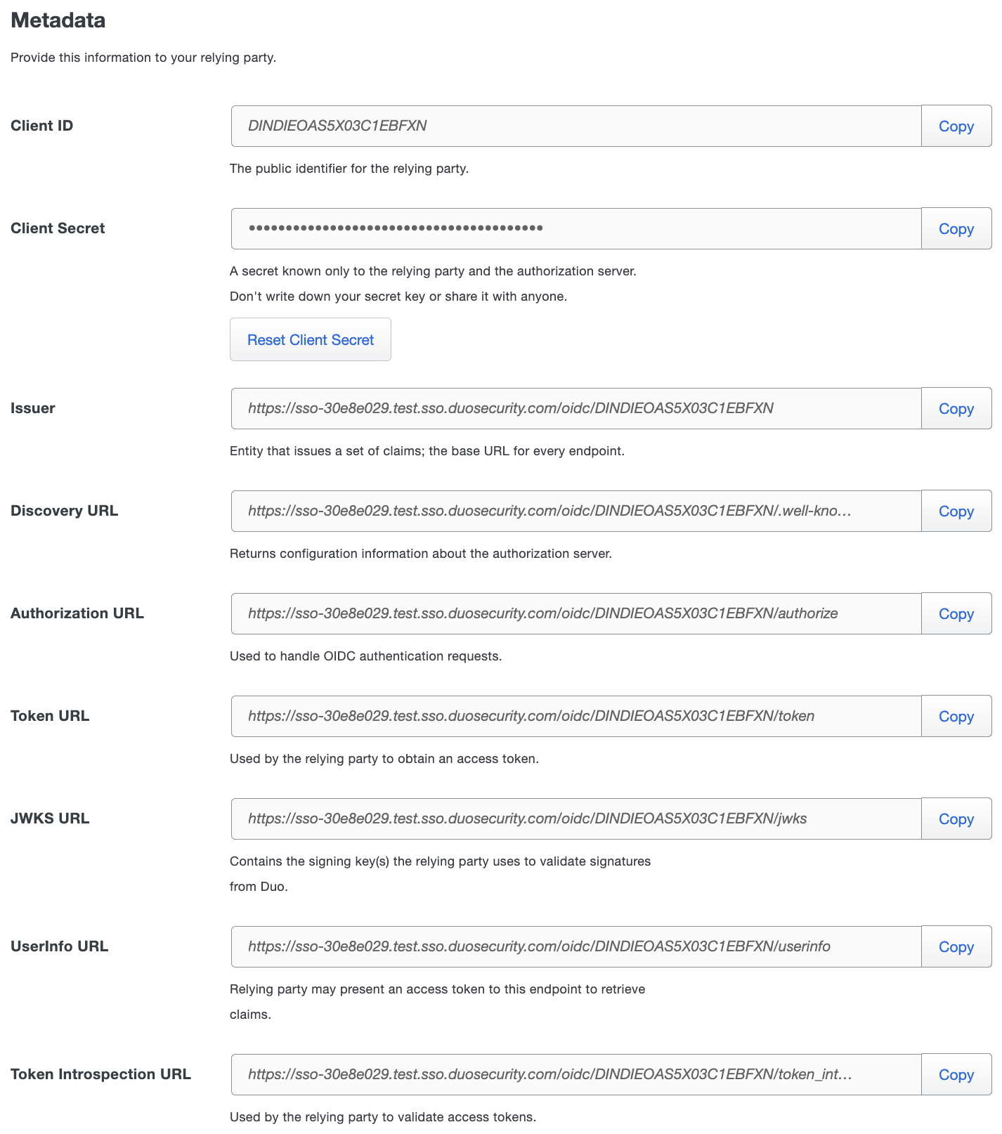 Duo AWS Verified Access Metadata URLs