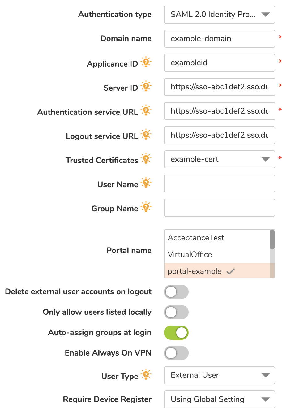 SonicWall SMA 200 Series Add Domain Page