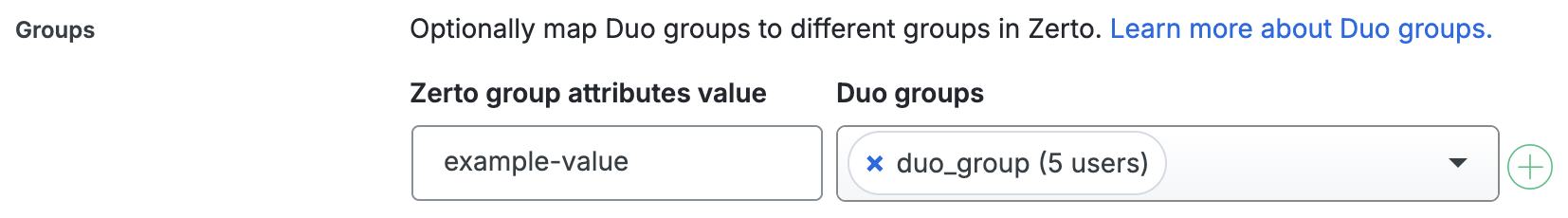 Duo Zerto Group Mapping Fields